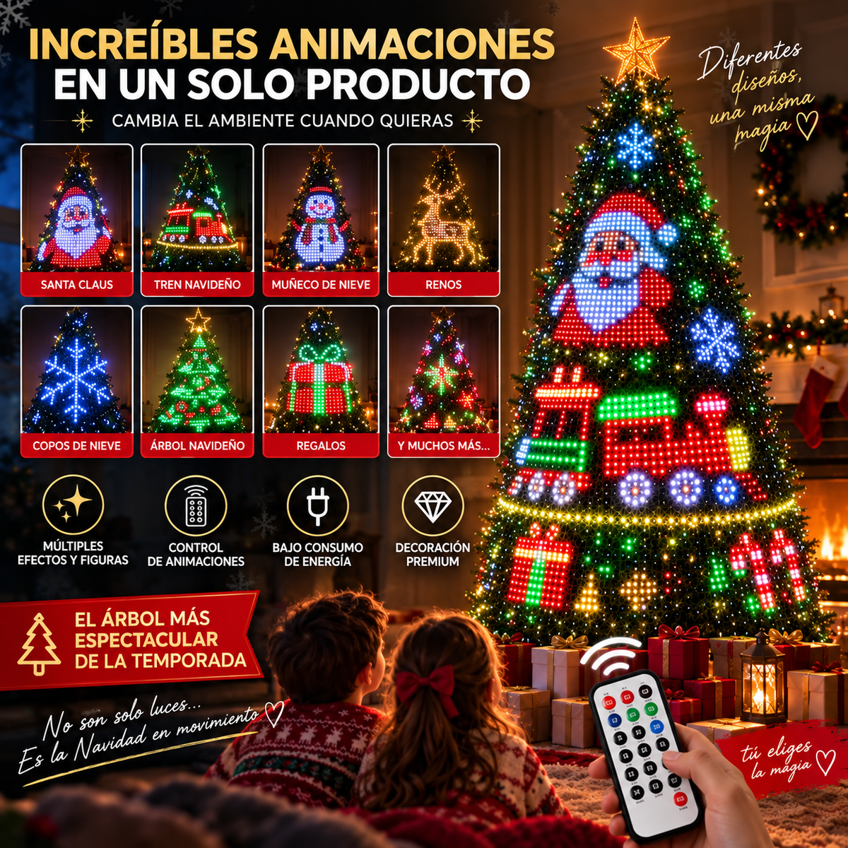 🎄 MagicTree LED™ – Luces Inteligentes Animadas para Árbol de Navidad
