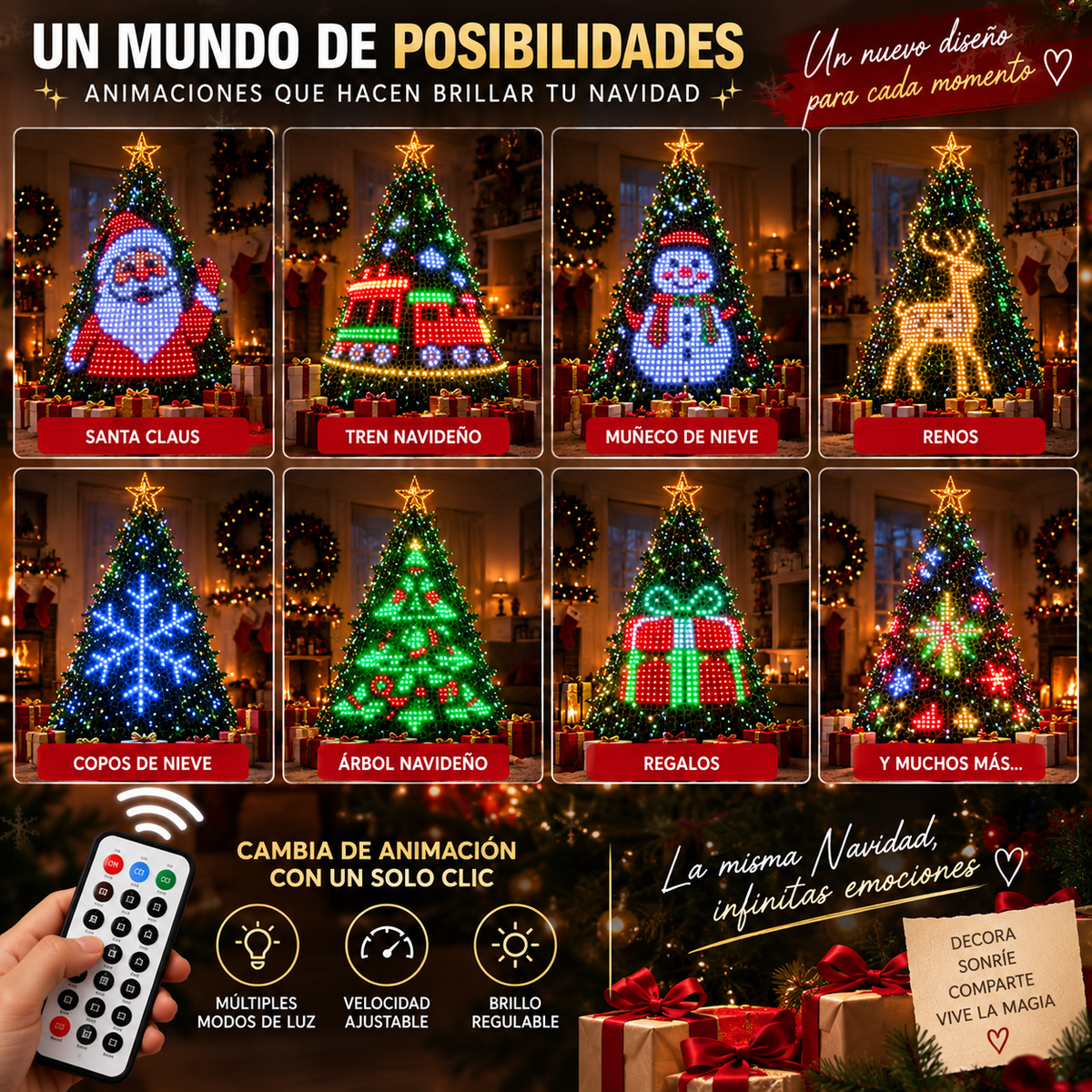 🎄 MagicTree LED™ – Luces Inteligentes Animadas para Árbol de Navidad