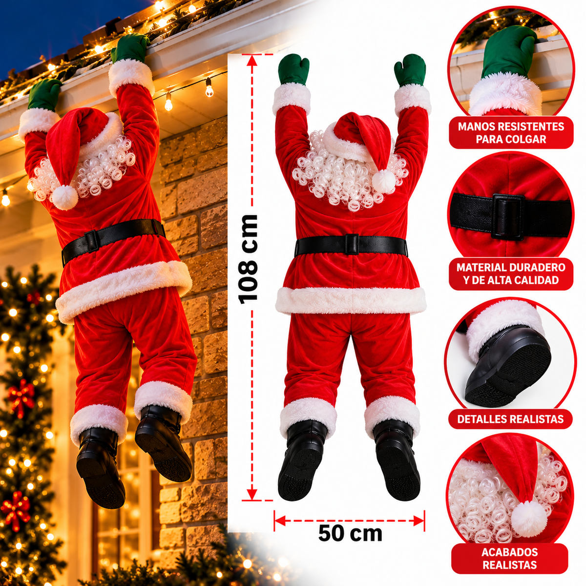 🎅 Santa Trepador™ – Santa Claus Colgante para Techo y Fachada | Decoración Navideña